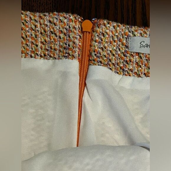Anthropologie x Samantha Dru Tweed Wrapped Ruffle Hem Skirt Coral Peach womens 6 - Picture 9 of 16
